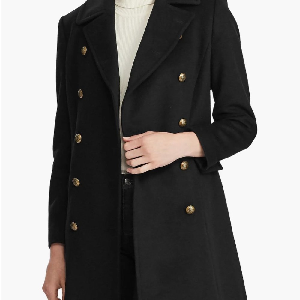 Military Skirted Wool Blend Coat